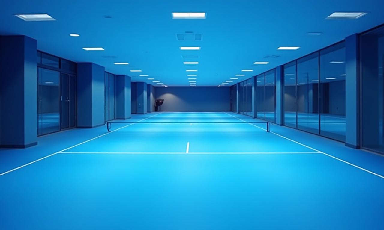 Panoramic view of a modern indoor padel facility