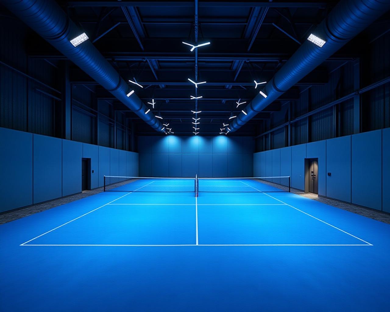 Ultra-modern padel club interior with professional lighting