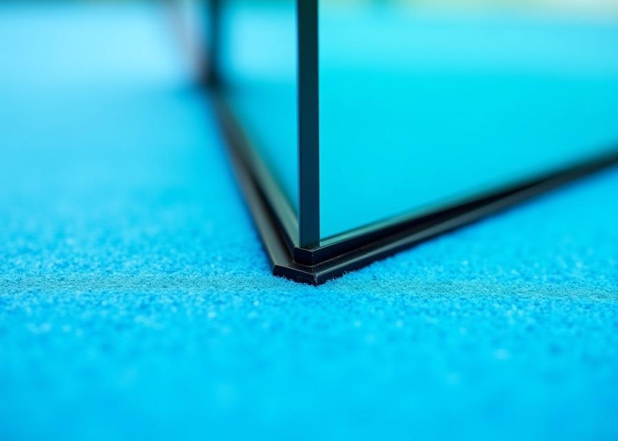 Close up of high-quality padel glass and turf installation