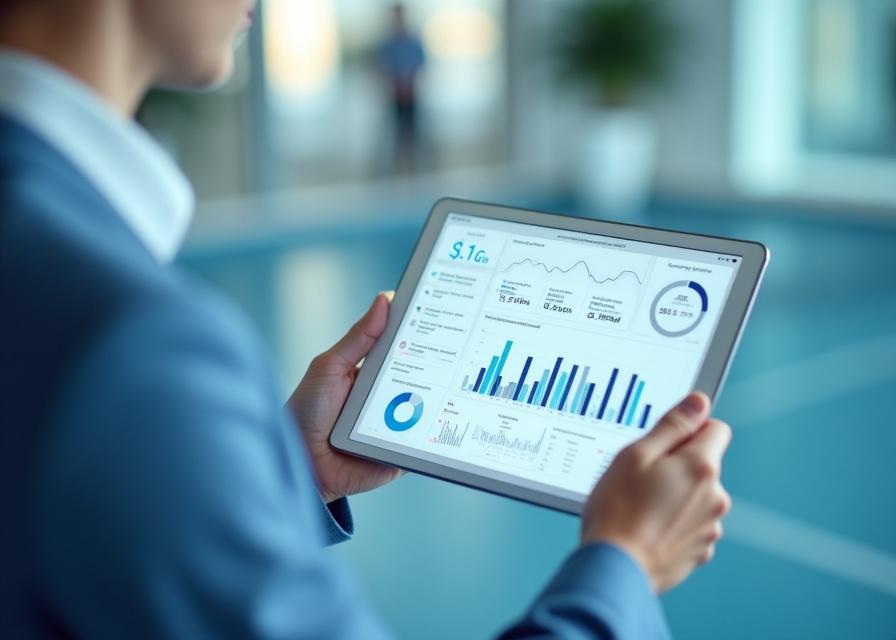 Digital dashboard showing padel club analytics
