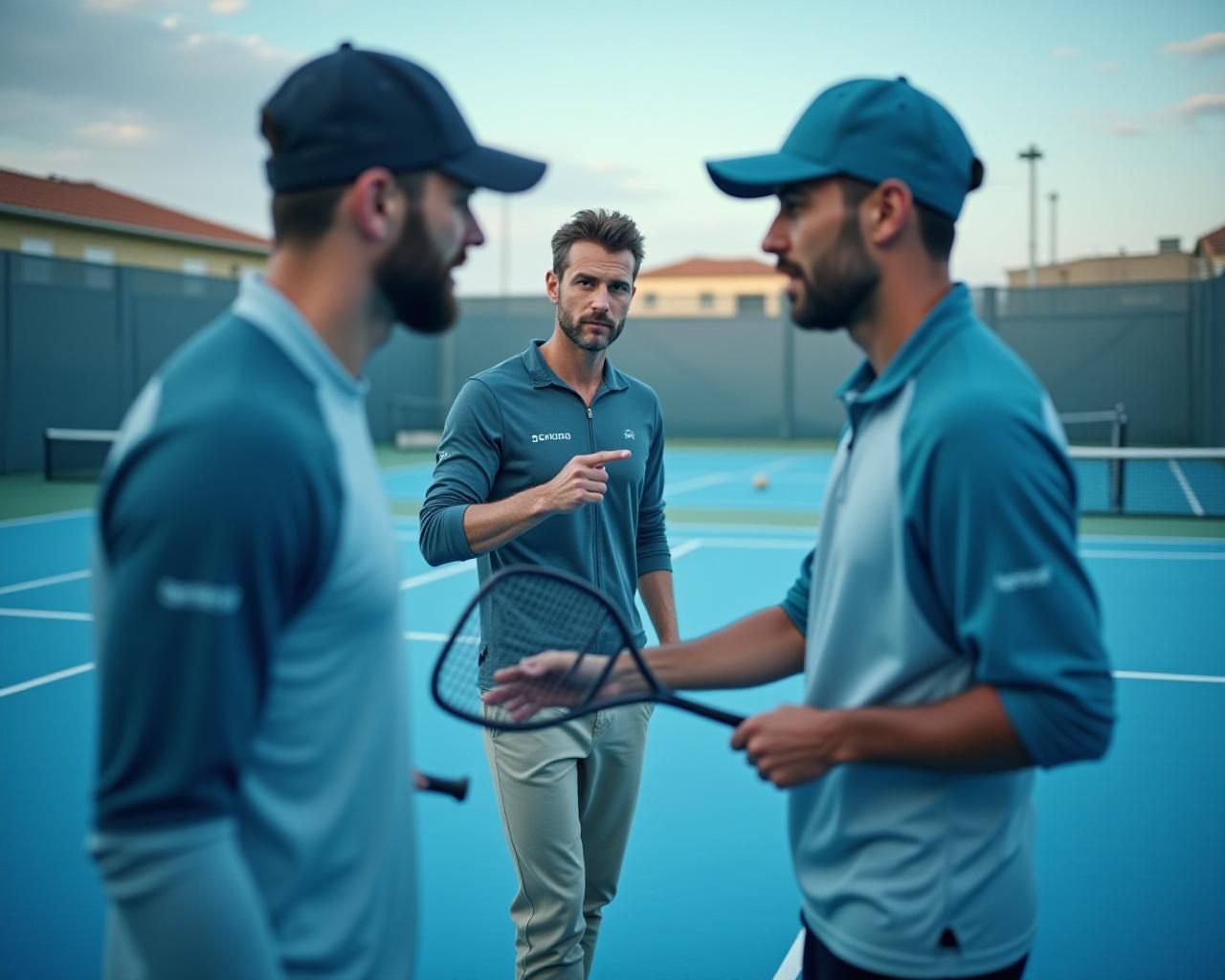 Professional padel coach instructing players