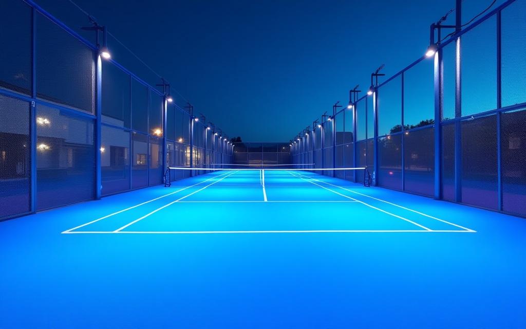 Modern padel complex at sunset