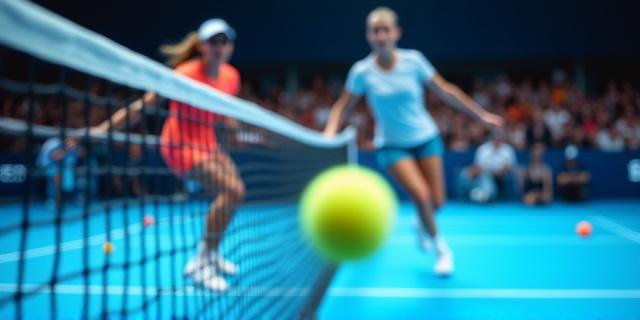 Action shot of a padel exhibition match during a grand opening